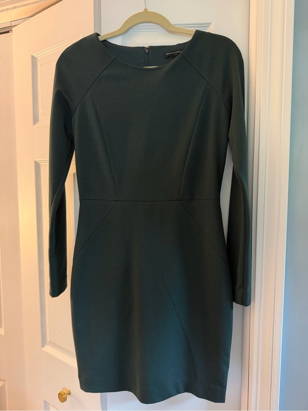 Banana Republic Dark Green Long-Sleeve Sheath Dress